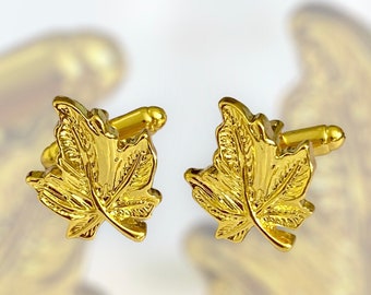 Maple leaf cufflinks, Fall wedding cufflinks, birthday, christmas, valentine's men gift