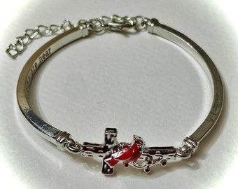Red Cardinal bracelet, &quot;When Angels Are Near&quot; , Memorial bracelet