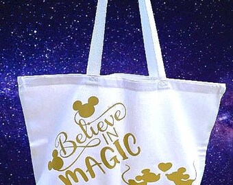 Mouse canvas tote bag, fairytale princess wedding bridal bag