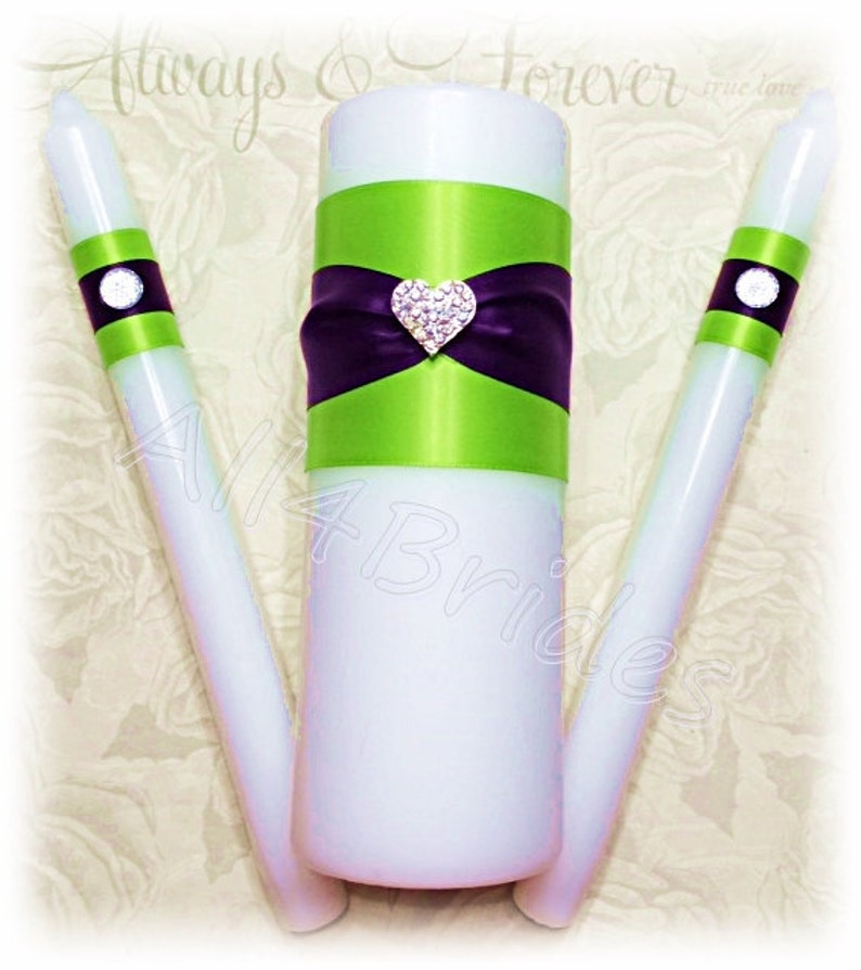 Lime green and deep purple bridal leg garter set, purple and green wedding or prom garters image 3