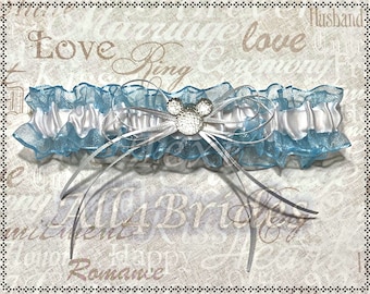 Disney inspired wedding bridal leg garter, mickey mouse charm, something blue bridal garter
