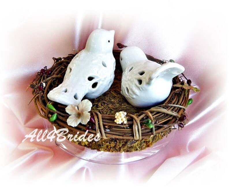 Bird Nest Bird Couple Wedding Cake Topper Rustic Garden Etsy