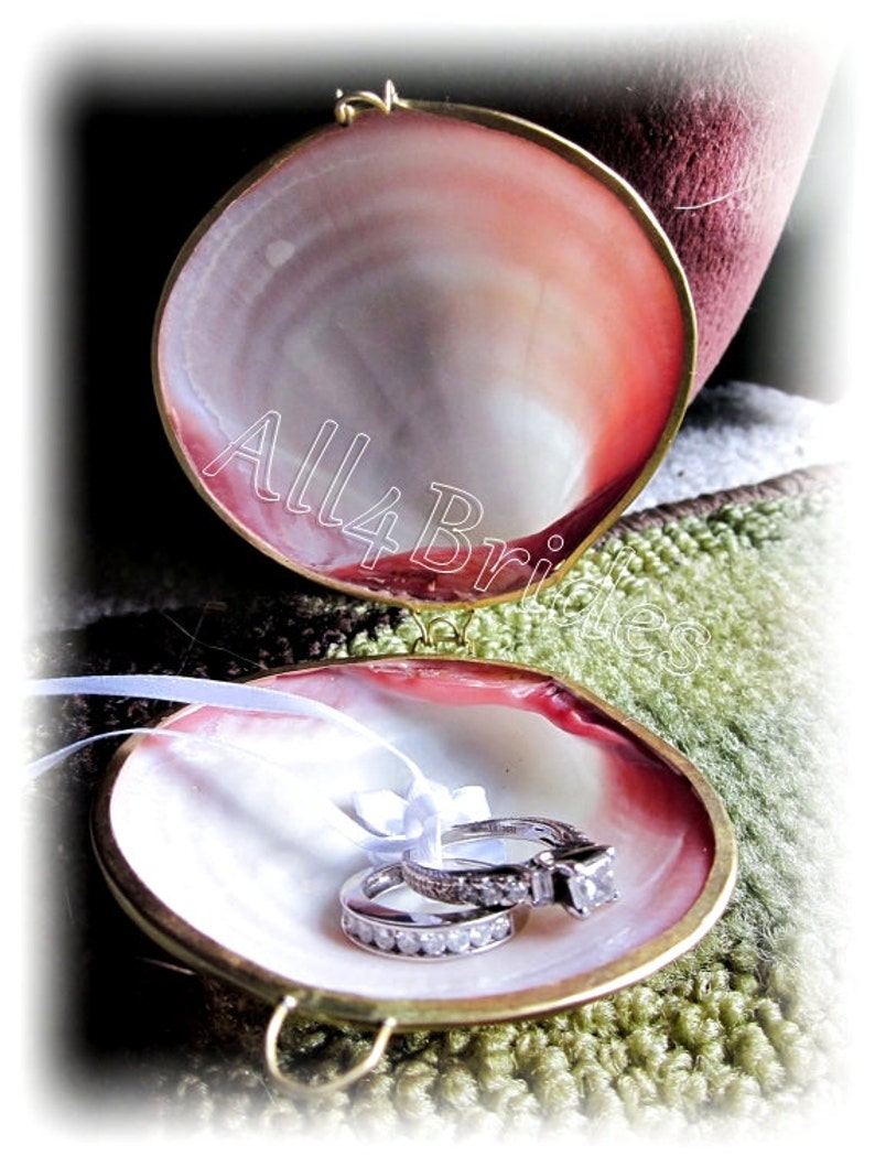 Seashell Clam Ring Holder Ring Bearer Seashell Box Beach Etsy