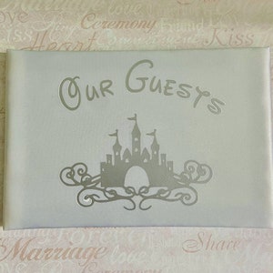 Wedding or Quinceañeara castle guest book, Disney inspired Cinderella wedding guest book.