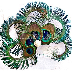 Peacock feathers fascinator, peacock weddings bridal or bridesmaids hair accessories.
