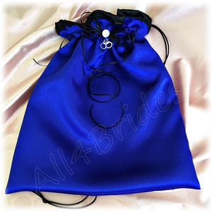 Thin blue line police wedding ring pillow with handcuff charms, royal blue and black wedding ring bearer cushion image 5