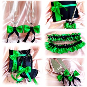 Osha Leather Garters in Emerald Green