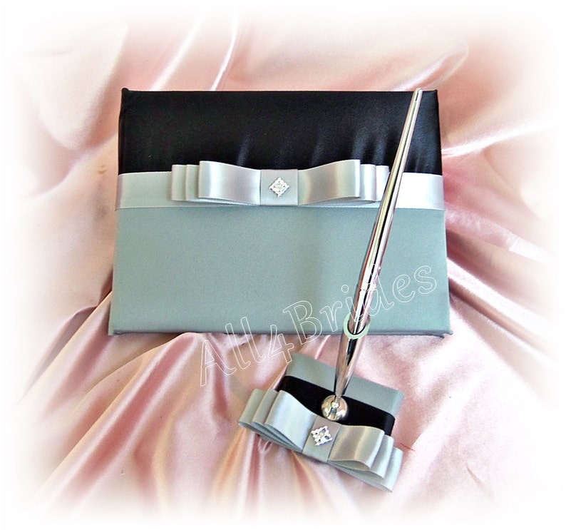 Black and gray wedding ring bearer pillow, wedding ring cushion. image 4