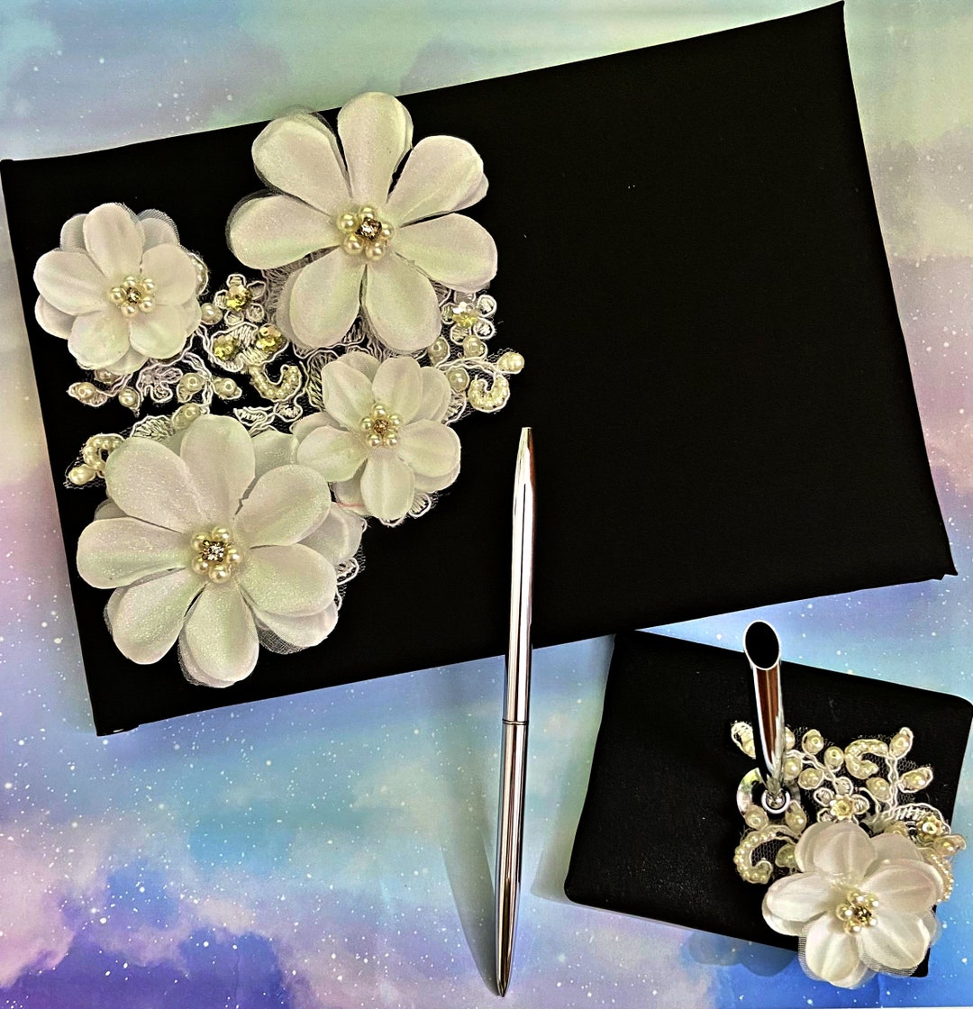 Black and White Guest Book, Wedding Guest Book and Pen Set. Etsy
