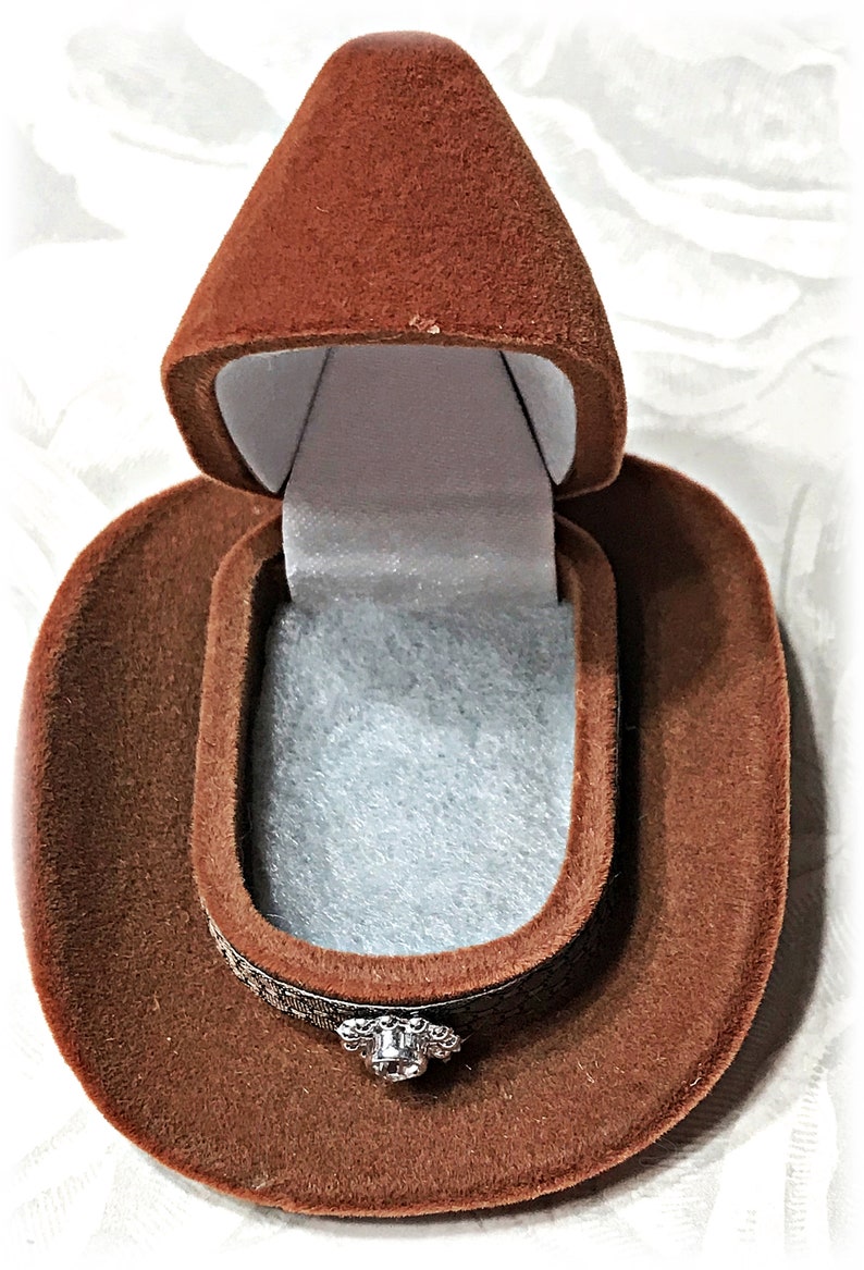 Ring Box Cowboy Hat Wedding Proposal Engagement Ring Holder Etsy