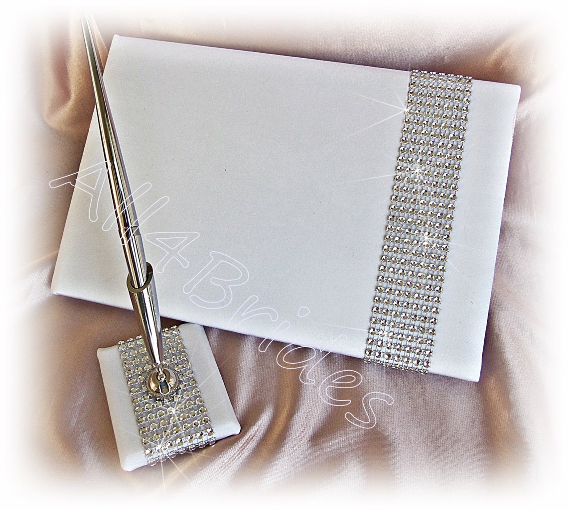 Rhinestone Wedding Guest Book Sparkly Rhinestone Guest Book Etsy