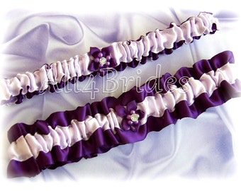 Wedding bridal garter set deep purple lavender, wedding garters, bridal accessories purple and lilac