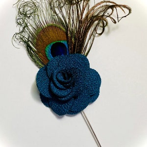 Peacock feather groom boutonniere, peacock wedding teal boutonniere