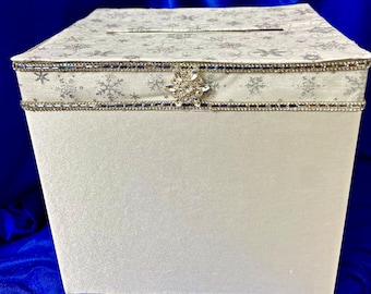 Winter Wedding Card Box, Snowflake Decoration