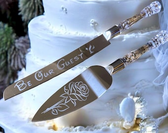 Wedding cake cutting set Enchanted Rose - Be Our Guest - Beauty and The Beast inspired.
