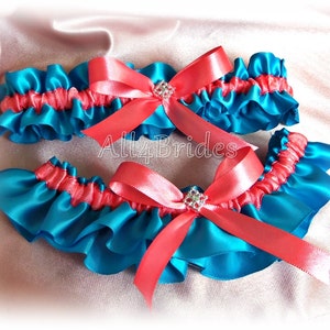 Coral Reef and Malibu Blue Weddings ring bearer pillow and flower girl basket, turquoise and coral weddings image 2