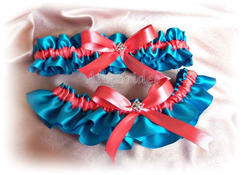 Coral Reef and Malibu Blue Weddings ring bearer pillow and flower girl basket, turquoise and coral weddings image 2