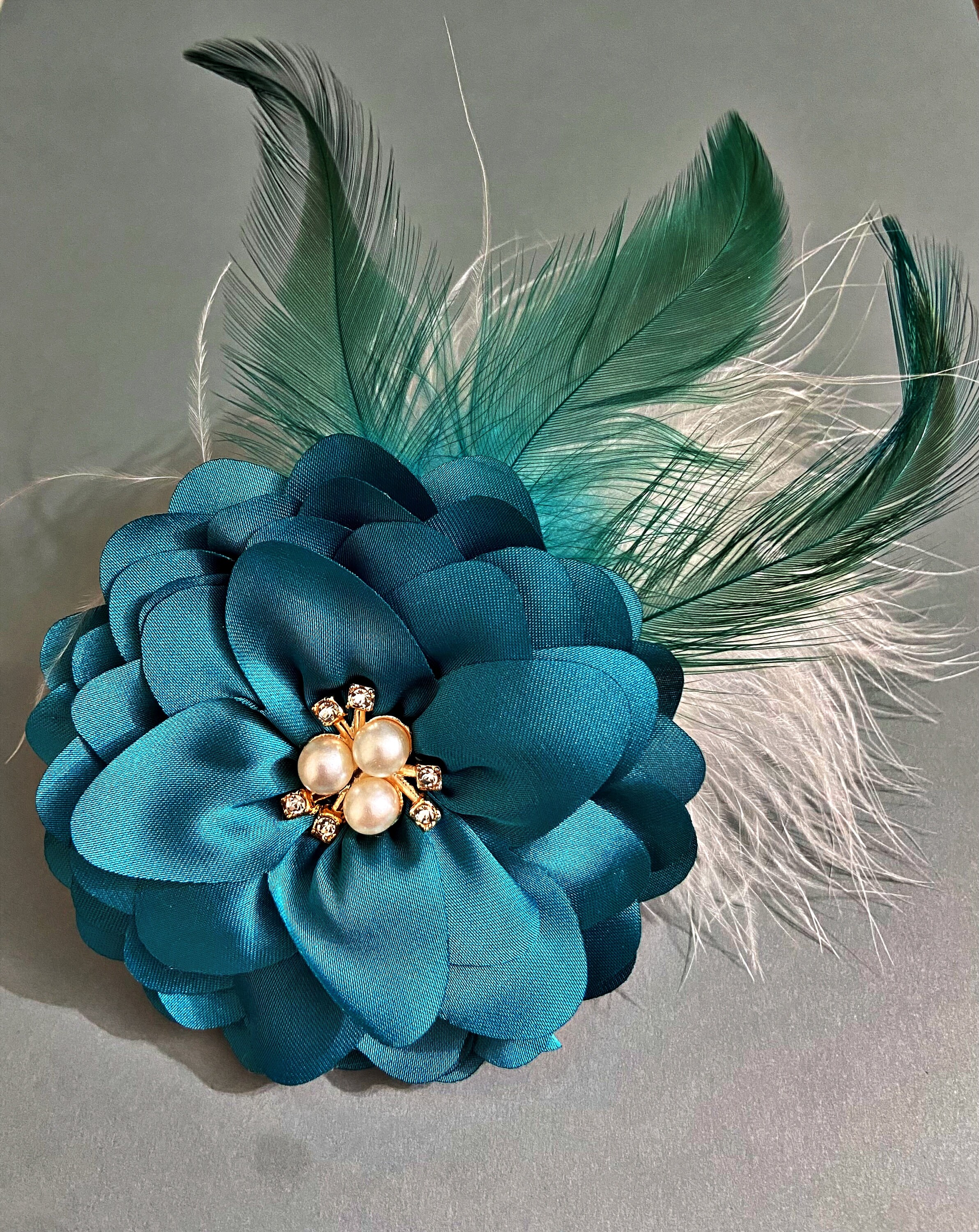 Elegant Teal Headwrap with Floral Accents Flower Hairband Teal - Etsy main image 3