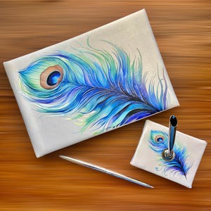 Blue Peacock Feather Bridal Fascinator Hair Clip afbeelding 6