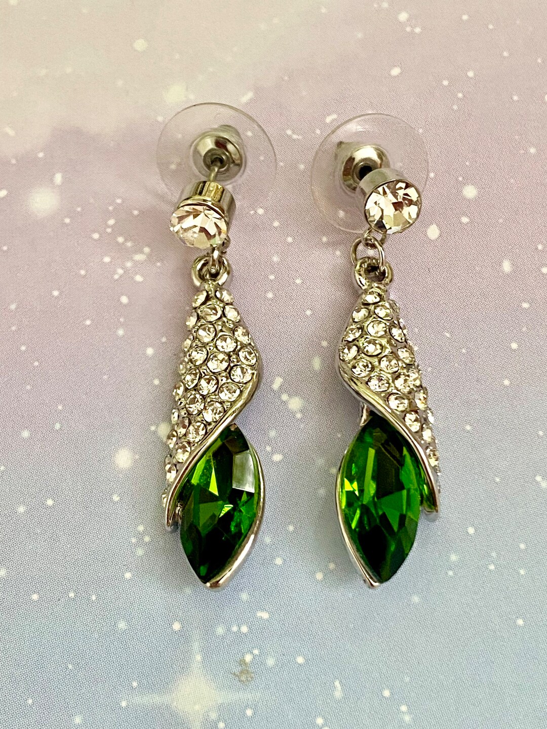 Crystal Earrings. Faux Emerald Green Fashion Jewelry. Etsy