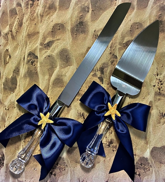 Starfish Beach Wedding Cake Knife Set Navy Blue Starfish Cake -  Israel