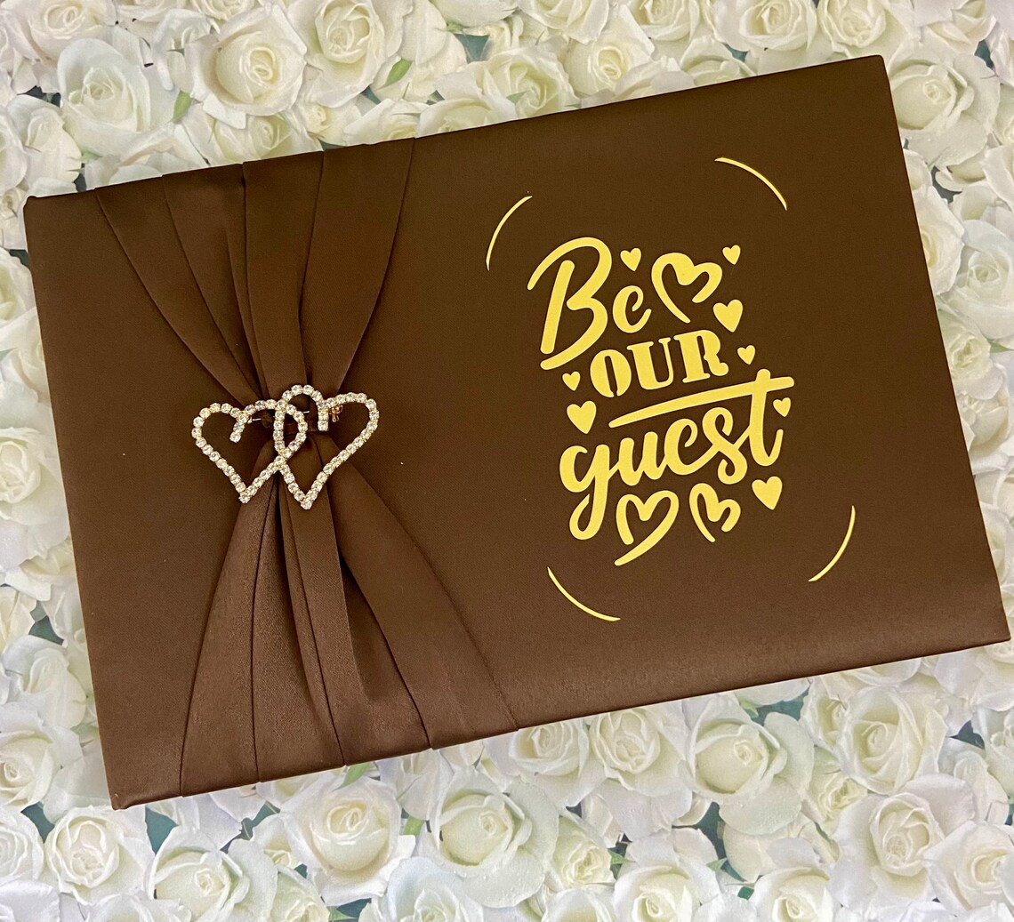 Chocolate Brown and Gold Wedding Guest Book Fall Wedding Etsy