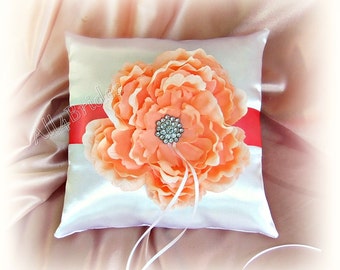 Coral wedding ring pillow.  Ring bearer cushion.