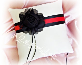 Wedding red and black ring bearer pillow