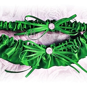 Osha Leather Garters in Emerald Green main image 0