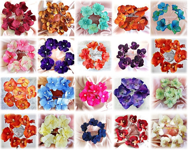 Fuchsia Flower Hair Pins, Bridal or Bridesmaids Wedding Set of Six Hydrangea Flower image 2