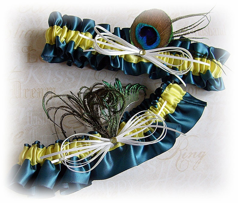 Peacock Wedding Ring Bearer Pillow peacock feathers teal and yellow wedding accessories