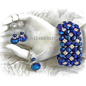 Bracelet, Earrings and Necklace Set, Crystal Beads jewelry set