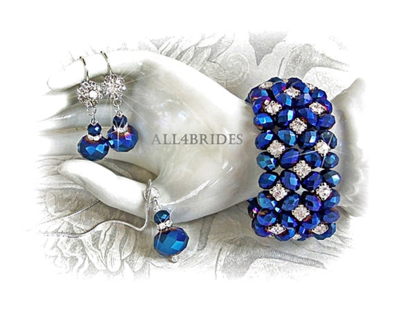 Buy Bracelet, Earrings and Necklace Set, Crystal Beads Jewelry Set