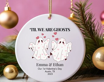 Gepersonaliseerd ornament spookpaar: keramisch eerste Valentijnsdag