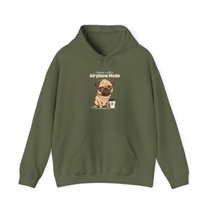 Hoodie grappig pug koffie: vliegtuigmodus, uniseks sweater afbeelding 2