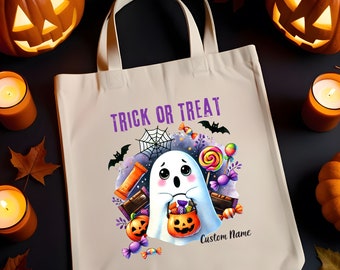 Personalisierte Halloween Geist Tote Bag: Süßes oder Saures Candy Tasche
