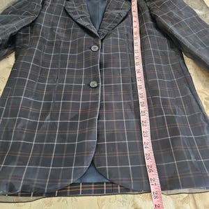 Anthropologie Dam Tyllöverlägg Rutig Kavaj XS Marinblå Tartan Chic Jacka bild 5