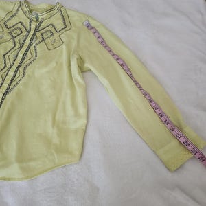 Anthropologie Pilcro Nayeli Beaded Button Blouse Yellow XL Cotton Linen image 6
