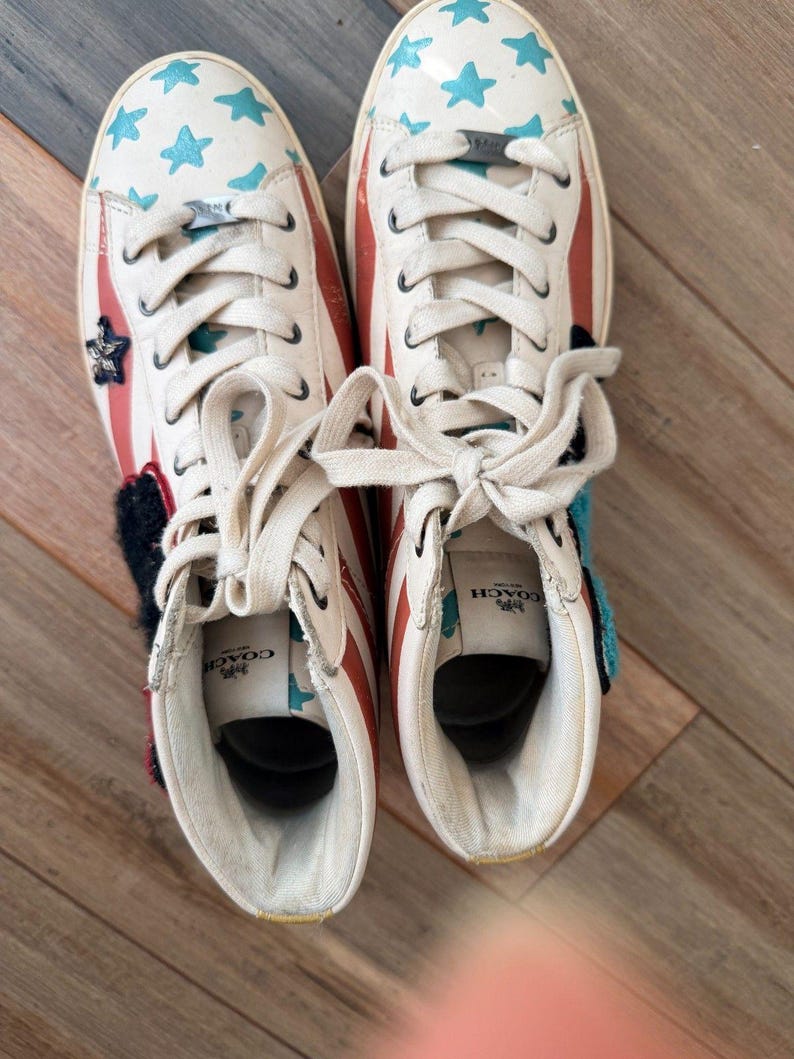 Coach Americana Stars & Stripes High Top Sneakers - Mickey Mouse - Size 9B zdjęcie 2