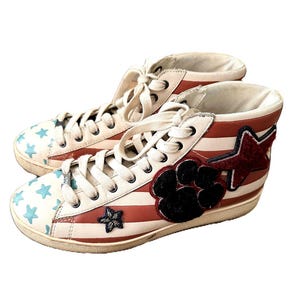 Coach Americana Stars & Stripes High Top Sneakers - Mickey Mouse - Size 9B zdjęcie 1