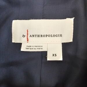 Anthropologie Dam Tyllöverlägg Rutig Kavaj XS Marinblå Tartan Chic Jacka bild 7