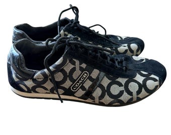 Coach Kathleen Black Signature Monogram Sneakers - Size 10M