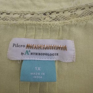 Anthropologie Pilcro Nayeli Beaded Button Blouse Yellow XL Cotton Linen image 7