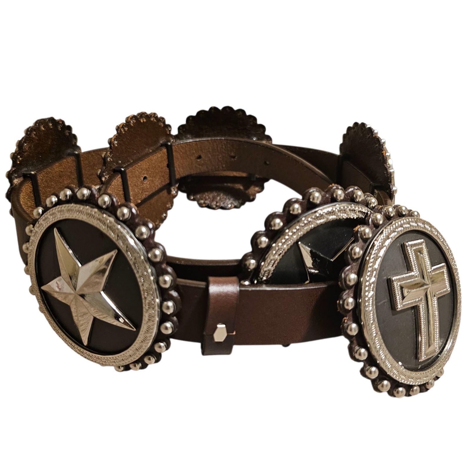 Ranger Belt Co Western Leather Belt 34 Concho Cross Star  display picture 2