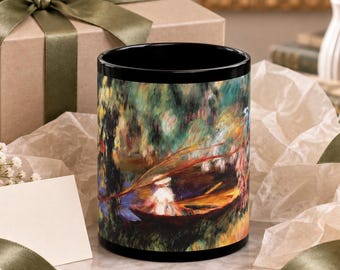 Renoir The Skiff Black Mug: 11 oz Impressionist Art Gift for Art Lovers