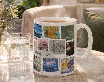 Art Masters Collage Mug 11oz 15oz | Van Gogh Monet Klimt Kandinsky Coffee Cup | Art Lover Gift