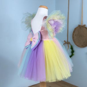 Baby Girl Rainbow Tulle Dress Set – Multicolor Party Frock with Pearls