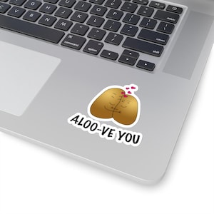 Aloo Pun Desi Kiss-Cut Sticker, Travel Food Sticker, Cute Gift, Funny Pun, "Aloo-ve You" Indian Sticker