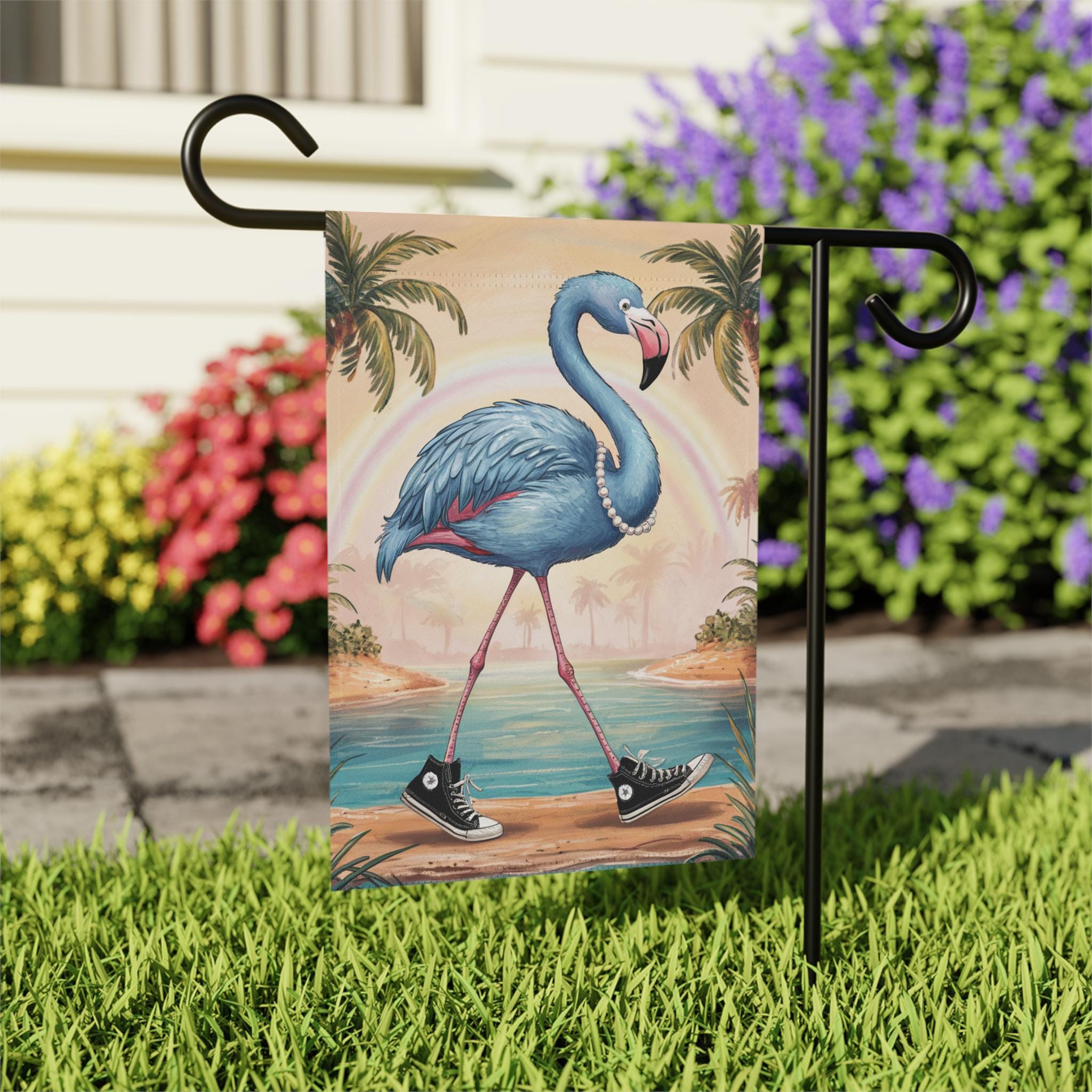 Kamala Harris Blue Flamingo Flag, Flamingo Democrat Garden Sign