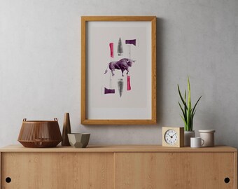 Babe the Blue Ox - Collage Art Giclee Print